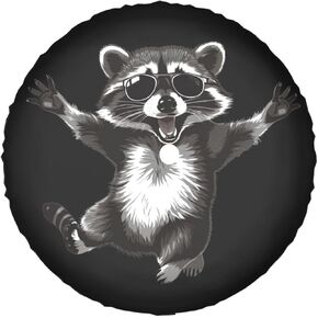 Funny Raccoon Spare Tire Wheel Cover with Backup Camera Hole Leather Wheel Cover Compatible with Wrangler JL in Saudi Arabia