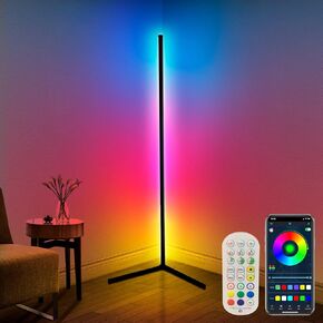 Corner Floor Lamp,65" Color Changing LED Floor Lamp with Music Sync,Modern Mood Lighting Corner Lamp with Remote & App Control, Creative DIY Mode & Timing,RGB Floor Lamps for Living Room Gaming Room in Kuwait