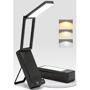 مصباح مكتب EZVALO قابل لإعادة الشحن، ضوء لاسلكي ببطارية 6000 مللي أمبير في الساعة، مصباح طاولة لاسلكي لقراءة الكتب، مصابيح صغيرة قابلة للطي ومحمولة، 3 ألوان ضوء صغير خافت للسرير، ضوء أظافر، حرفة (أبيض) in Kuwait