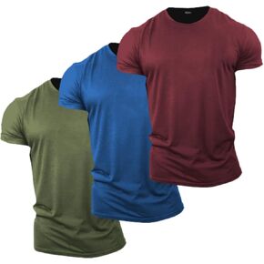 تي شيرتات أساسية للرجال بياقة دائرية، عبوة من 3 تي شيرتات قطنية سادة بأكمام قصيرة in Kuwait