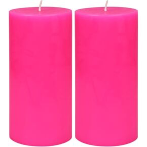 شمعة عمودية من Zest Candle مقاس 7.62 سم ​​× 15.24 سم، وردي فاقع in Kuwait