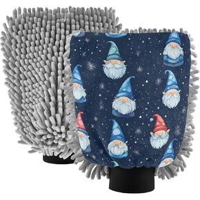 AIXIWAWA Car Wash Mitt Washing Glove Scratch Free Water Absorbent 2 Pack Medium Gnome Blue Print in Saudi Arabia