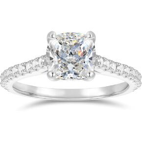 14K Solid Gold Moissanite Ring 14k Gold 7mm 2 Carat Cushion Cut D Color Moissanite Engagement Rings for Women in Kuwait