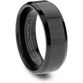 Eclipse Beveled Black Tungsten Wedding Band 6mm 8mm in Kuwait