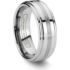 Fortitude Step Edge Brushed Center Tungsten Wedding Band 8mm in Kuwait