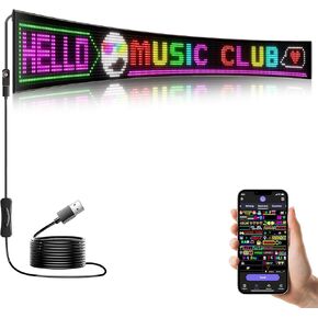 LED Sign - APP Control Scrolling&Stationary Display DIY Programmable Custom Sign Waterproof Flexible USB 5V for Window Ads,Parties Weddings Store Bar Hotel NEMGOME (Black, 27x5in) in Saudi Arabia
