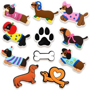 11pcs Dachshund Dog Shoe Charms, PVC Animals Decorations Charms for Shoes, Sandals, Bags, Gifts for Birthday, Holiday, Party in Kuwait