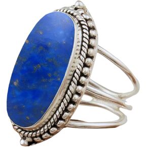 Designer Purple Turquoise 925 Sterling Silver Ring Handmade Three Band Oval Long Stone Boho Statement Jewelry for Women Beautiful Gift for Wedding Anniversary By Silverekh in Kuwait