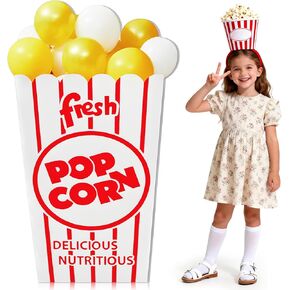 ديكور حفلات سيرك الكرنفال، صندوق بالونات الفشار مقاس 47 بوصة من الورق المقوى، صندوق فشار كبير مخطط باللونين الأحمر والأبيض، دعائم صور لليلة الفيلم، الكرنفالات، السيرك، الحفلات ذات الطابع الخاص، المسرح in Kuwait