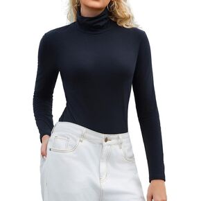 Women's Cotton Turtleneck Top Long Sleeve Thermal Undershirts Base Layer Tee in Saudi Arabia