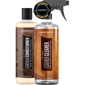 منظف ​​وبلسم جلدي أسطوري 16oz - يرطب وينظف ويحمي الجزء الداخلي للسيارة من الأشعة فوق البنفسجية - مجموعة تفصيلية متعددة الاستخدامات لمقاعد السيارة - غير دهني، يعيد الجلد in Kuwait