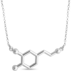 AZAGGI 925 الاسترليني قلادة فضية جزيء الدوبامين متعة هرمون التركيب الكيميائي حلية قلادة الانتقال حلقة قلادة in Kuwait