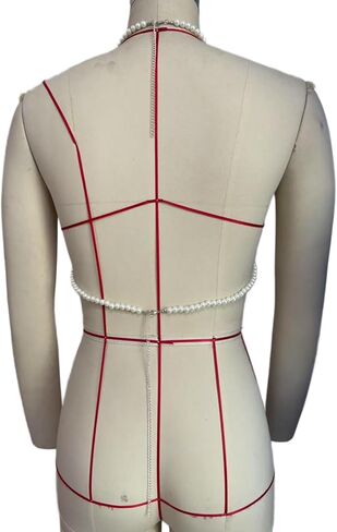 Sexy Multi-layered Tassel Pearl Chest Chain Summer Beach Beaded Harness Bra Chain Festival Rave Pearl Bralette Waist Body Jewelry for Women in Saudi Arabia