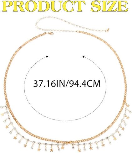 Yonamix Gold Belly Chain Star Sequin Waist Chains Fashion Body Accessories for Women in Saudi Arabia