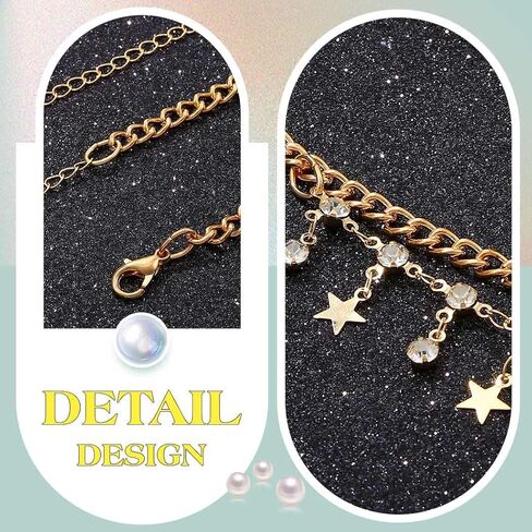 Yonamix Gold Belly Chain Star Sequin Waist Chains Fashion Body Accessories for Women in Saudi Arabia