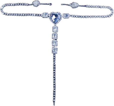 Aimimier Rhinestone Panties Thong Summer Beach Bikini Body Chain Crystal Heart Pendant Waist Belly Chain for Women in Saudi Arabia