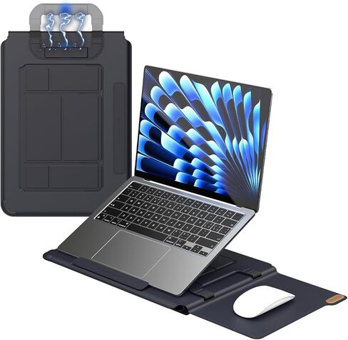 Nillkin Laptop Sleeve 16.2 inch, PU Leather Sleeve with 2 Mode Stand | Magnetic Carry Go Handle | for HP Dell ASUS MacBook 15, for Samsung Laptop 13-15.6 inch Bag Case (Black) | Built in Handle, Foldable Stand, Delicate Materials in Saudi Arabia