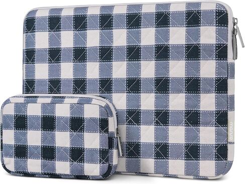 MOSISO 13-14 inch Laptop Case, 13.3 inch Puffy Laptop Sleeve Compatible with MacBook Air 13.6 M4 M3 M2 M1/Pro 13/Pro 14,HP Dell ASUS Lenovo, Square Quilted Carrying Bag with Small Case, Blue&Sand Grid in Saudi Arabia