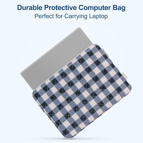 MOSISO 13-14 inch Laptop Case, 13.3 inch Puffy Laptop Sleeve Compatible with MacBook Air 13.6 M4 M3 M2 M1/Pro 13/Pro 14,HP Dell ASUS Lenovo, Square Quilted Carrying Bag with Small Case, Blue&Sand Grid in Saudi Arabia