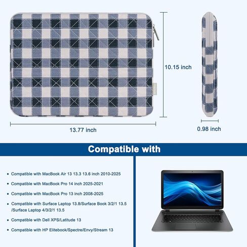 MOSISO 13-14 inch Laptop Case, 13.3 inch Puffy Laptop Sleeve Compatible with MacBook Air 13.6 M4 M3 M2 M1/Pro 13/Pro 14,HP Dell ASUS Lenovo, Square Quilted Carrying Bag with Small Case, Blue&Sand Grid in Saudi Arabia