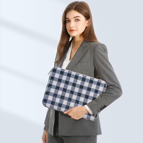 MOSISO 13-14 inch Laptop Case, 13.3 inch Puffy Laptop Sleeve Compatible with MacBook Air 13.6 M4 M3 M2 M1/Pro 13/Pro 14,HP Dell ASUS Lenovo, Square Quilted Carrying Bag with Small Case, Blue&Sand Grid in Saudi Arabia