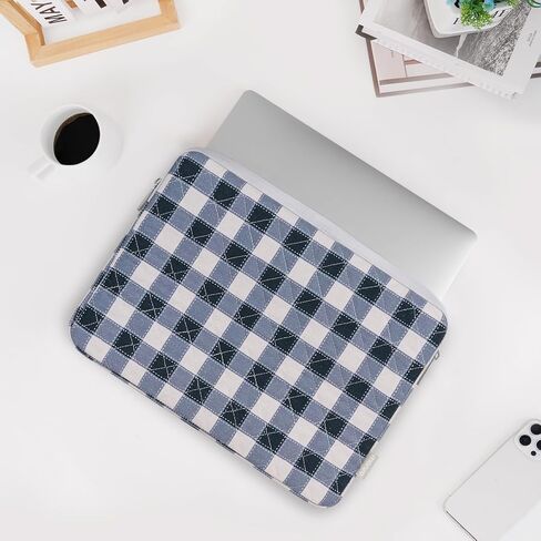 MOSISO 13-14 inch Laptop Case, 13.3 inch Puffy Laptop Sleeve Compatible with MacBook Air 13.6 M4 M3 M2 M1/Pro 13/Pro 14,HP Dell ASUS Lenovo, Square Quilted Carrying Bag with Small Case, Blue&Sand Grid in Saudi Arabia
