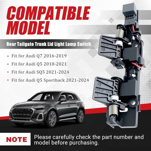 Rear Tailgate Trunk Lid Light Lamp Switch Compatible with Audi Q5 2018-2021, Q7 2016-2019, Audi SQ5 Q5 Sportback 2021-2024 Replace for 80C959121 80C959121A in Saudi Arabia