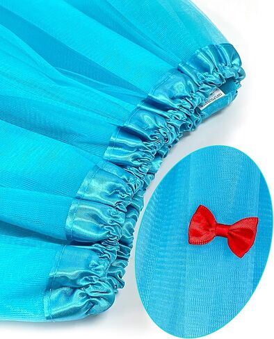 8PCS Blue Tulle Tutu Costume Set Tulle Tutu Skirt With Butterfly, Headband, Glasses, Necklace, Blue Red Striped High Socks and Gloves for Halloween Cosplay in Kuwait