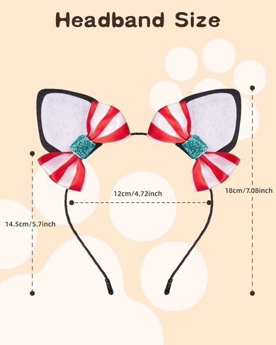 2 Cat Ears Headbands with Removable Red and White Stripe Bow Hair Clips, Black Face Paint and 2 Brushes – Cat Dress Up Kit for Hat Day, Reading Week, Book Character Parade Accessories in Saudi Arabia