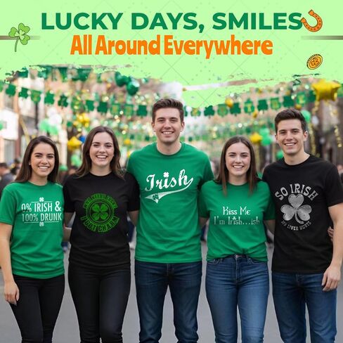 Kiss Me I'm Irish St. Patrick's Day T Shirt | Lucky Shamrock Funny St Patricks Day Shirts | Graphic T Shirts for Men & Women in Saudi Arabia