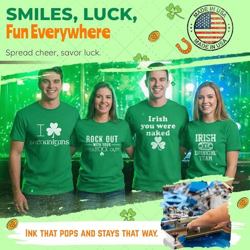Kiss Me I'm Irish St. Patrick's Day T Shirt | Lucky Shamrock Funny St Patricks Day Shirts | Graphic T Shirts for Men & Women in Saudi Arabia