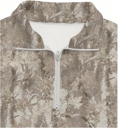 GORGLITTER Women's Oversized Camo Sweatshirt Maple Leaf Print Long Sleeve Half Zip Pullover Hoodies Hunting Fashion Outfits in Saudi Arabia
