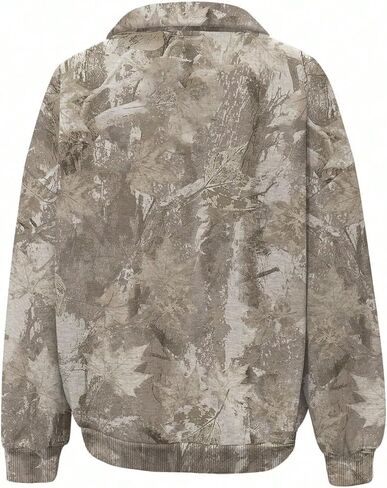 GORGLITTER Women's Oversized Camo Sweatshirt Maple Leaf Print Long Sleeve Half Zip Pullover Hoodies Hunting Fashion Outfits in Saudi Arabia