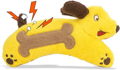 لعبة الكلب القطيفة التي تصدر صوت صرير من اتش جي بي - ألعاب الجرو الألماني المجعد للسلالات الصغيرة والمتوسطة والكبيرة، لعبة الحيوانات الأليفة المحشوة التفاعلية للتسنين وجلب المضغ لإبقائهم مشغولين وتخفيف القلق in Kuwait