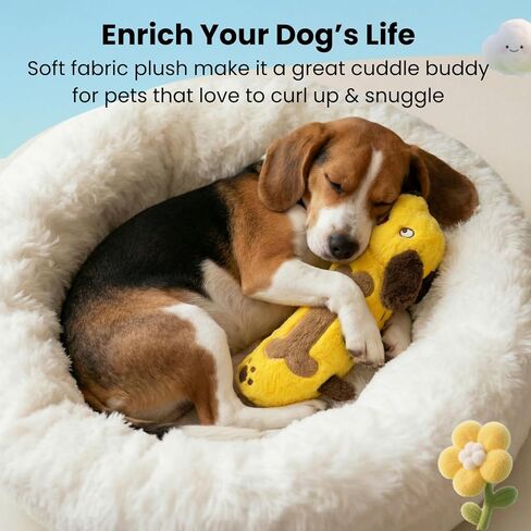 لعبة الكلب القطيفة التي تصدر صوت صرير من اتش جي بي - ألعاب الجرو الألماني المجعد للسلالات الصغيرة والمتوسطة والكبيرة، لعبة الحيوانات الأليفة المحشوة التفاعلية للتسنين وجلب المضغ لإبقائهم مشغولين وتخفيف القلق in Kuwait