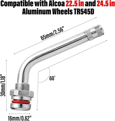 TR545D Semi Truck Valve Stem 10PCS Kit, Clamp-in 60 Degree Bend, Compatible with Alcoa Aluminum Wheels 22.5'' & 24.5'', Brass Heavy Tire Trucks Valve Stem for Commercial Vehicles, Tubeless Buses Car in Saudi Arabia