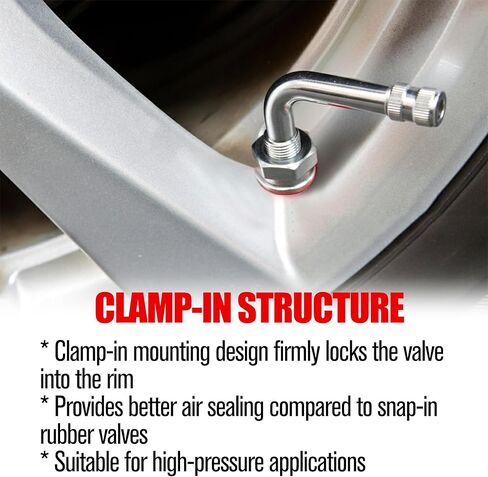 TR545D Semi Truck Valve Stem 10PCS Kit, Clamp-in 60 Degree Bend, Compatible with Alcoa Aluminum Wheels 22.5'' & 24.5'', Brass Heavy Tire Trucks Valve Stem for Commercial Vehicles, Tubeless Buses Car in Saudi Arabia