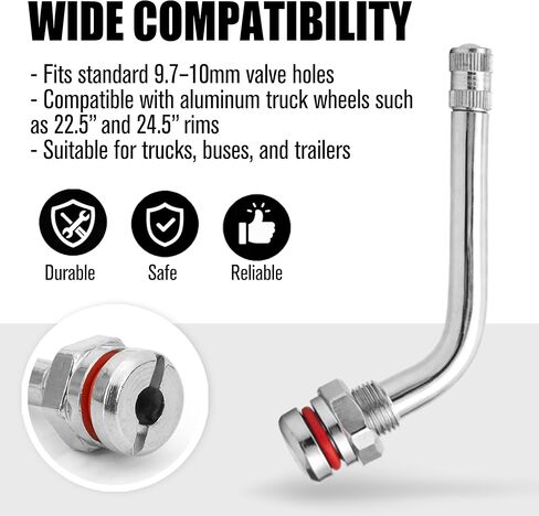 TR545D Semi Truck Valve Stem 10PCS Kit, Clamp-in 60 Degree Bend, Compatible with Alcoa Aluminum Wheels 22.5'' & 24.5'', Brass Heavy Tire Trucks Valve Stem for Commercial Vehicles, Tubeless Buses Car in Saudi Arabia