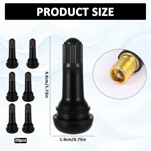 20 Pcs Valve Stems TR413 Tire Valve Stems Black Rubber Snap-in Tires Valves Stem Replacement Kit for Trucks Lawn Mowers Trailers 0.453 inches 11.5mm Rim Holes in Saudi Arabia