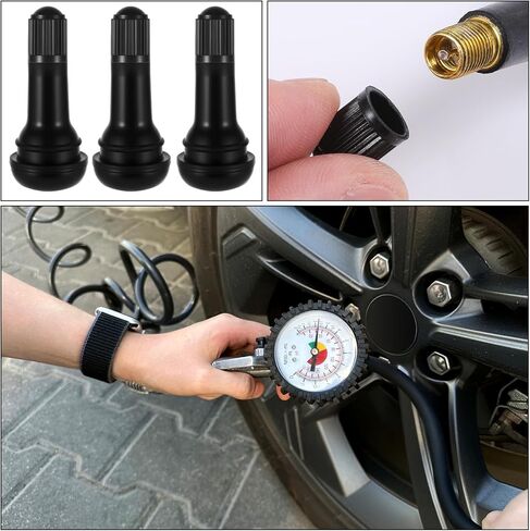 20 Pcs Valve Stems TR413 Tire Valve Stems Black Rubber Snap-in Tires Valves Stem Replacement Kit for Trucks Lawn Mowers Trailers 0.453 inches 11.5mm Rim Holes in Saudi Arabia