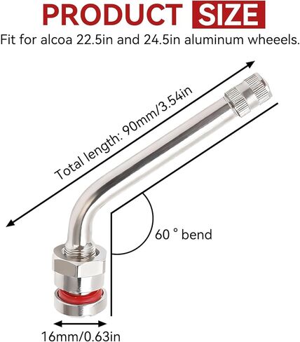 10PCS TR545D Truck Tire Valve Stems, 60° Bent Clamp-in Brass Tire Extension Adapter for Truck & Bus - Compatible with Alcoa 22.5" & 24.5" Aluminum Wheels (9.7mm Rim Hole) in Saudi Arabia