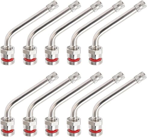 10PCS TR545D Truck Tire Valve Stems, 60° Bent Clamp-in Brass Tire Extension Adapter for Truck & Bus - Compatible with Alcoa 22.5" & 24.5" Aluminum Wheels (9.7mm Rim Hole) in Saudi Arabia