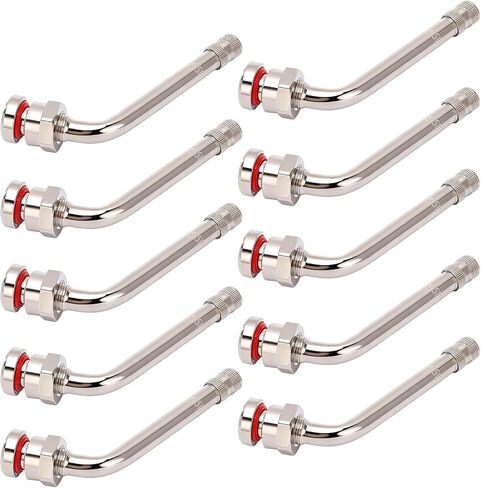 10PCS TR545D Truck Tire Valve Stems, 60° Bent Clamp-in Brass Tire Extension Adapter for Truck & Bus - Compatible with Alcoa 22.5" & 24.5" Aluminum Wheels (9.7mm Rim Hole) in Saudi Arabia