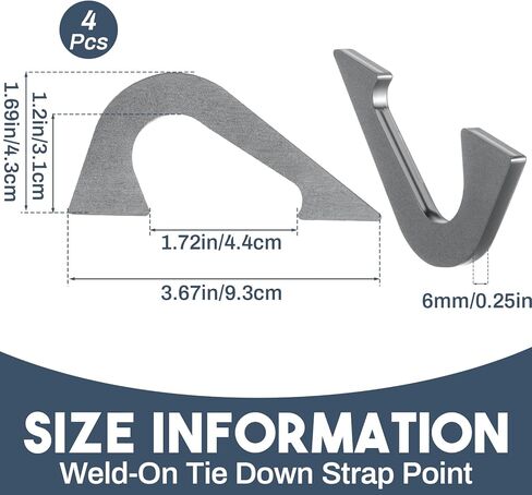 4 Pack Weld-on Tie Down Strap Point, Tie Down Strap Steel, Stainless Steel, 1/4" Thick in Kuwait