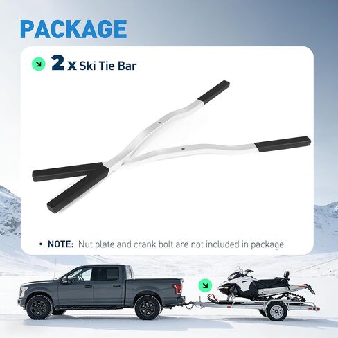 Universal Trailer Ski Bar Snowmobile Tie Down Pair Aluminum Bars Black & Silvery Oxidation in Saudi Arabia