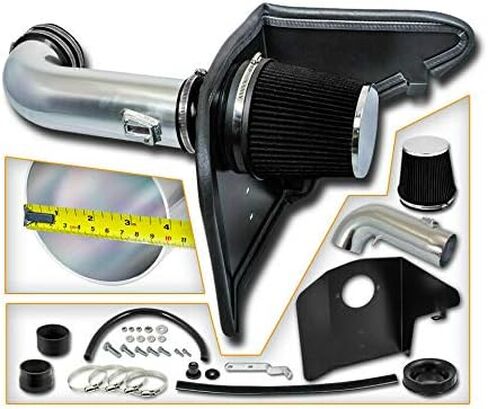 R&L Racing 4 بوصة مجموعة مدخل هواء بارد أسود + فلتر لـ 10-15 شيفروليه كامارو 6.2L V8 in Kuwait
