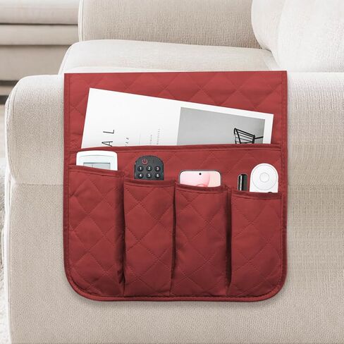 Sofa Armrest Organizer Non-Slip Arm Chair Bedside Caddy Storage Organizer for Recliner Couch with 5 Pockets for Cell Phone TV Remote Control Magazines(Grey) in Saudi Arabia