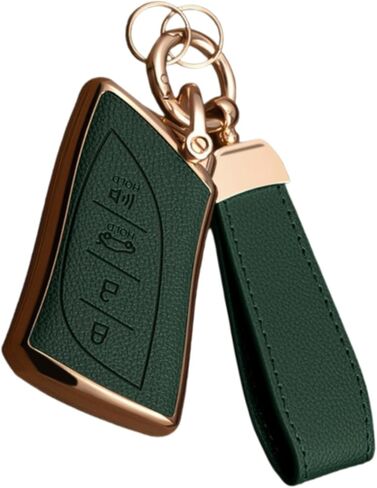 غطاء مفتاح Fob لسيارة Lexus مع سلسلة مفاتيح، جلد علوي + غطاء غطاء مفتاح TPU ناعم لـ ES350 ES300h UX200 RX350 RX450h NX300h GX460 TX550 LX600 LS500 LC500h، 4 أزرار (ذهبي وردي) in Kuwait