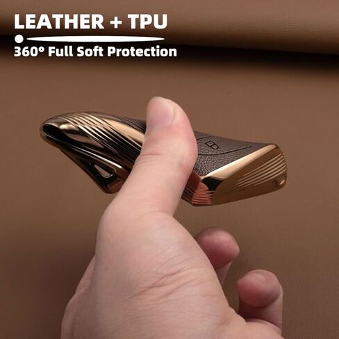 Key Fob Cover for Lexus with Key Chain, Upper Leather + Soft TPU Key Cover Case Shell for ES350 ES300h UX200 RX350 RX450h NX300h GX460 TX550 LX600 LS500 LC500h, 4 Buttons (Rose Gold) in Saudi Arabia