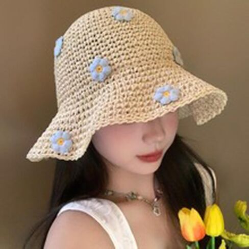 Lovely Straw Hat with Floral Design Offer Great Sun Coverage for Casual City Walks and More in Saudi Arabia